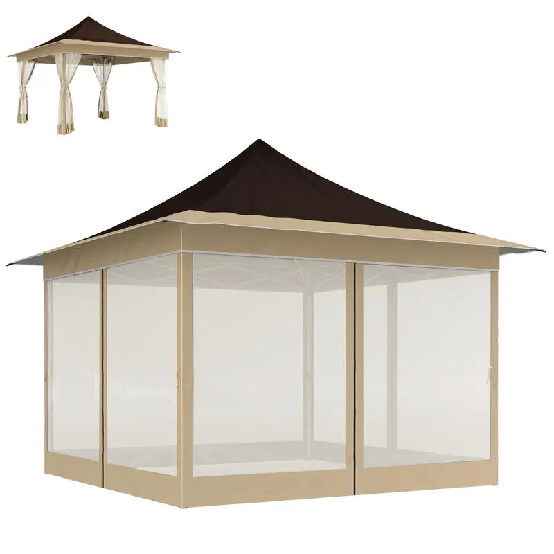 12 x 12 ft. Canopy Tent with Mesh Netting, UPF50+ Pop Up Tent with Carry Bag for Garden, Patio, Brown
12 x 12 ft. Canopy Tent with Mesh Netting, UPF50+ Pop Up Tent with Carry Bag for Garden, Patio, Brown