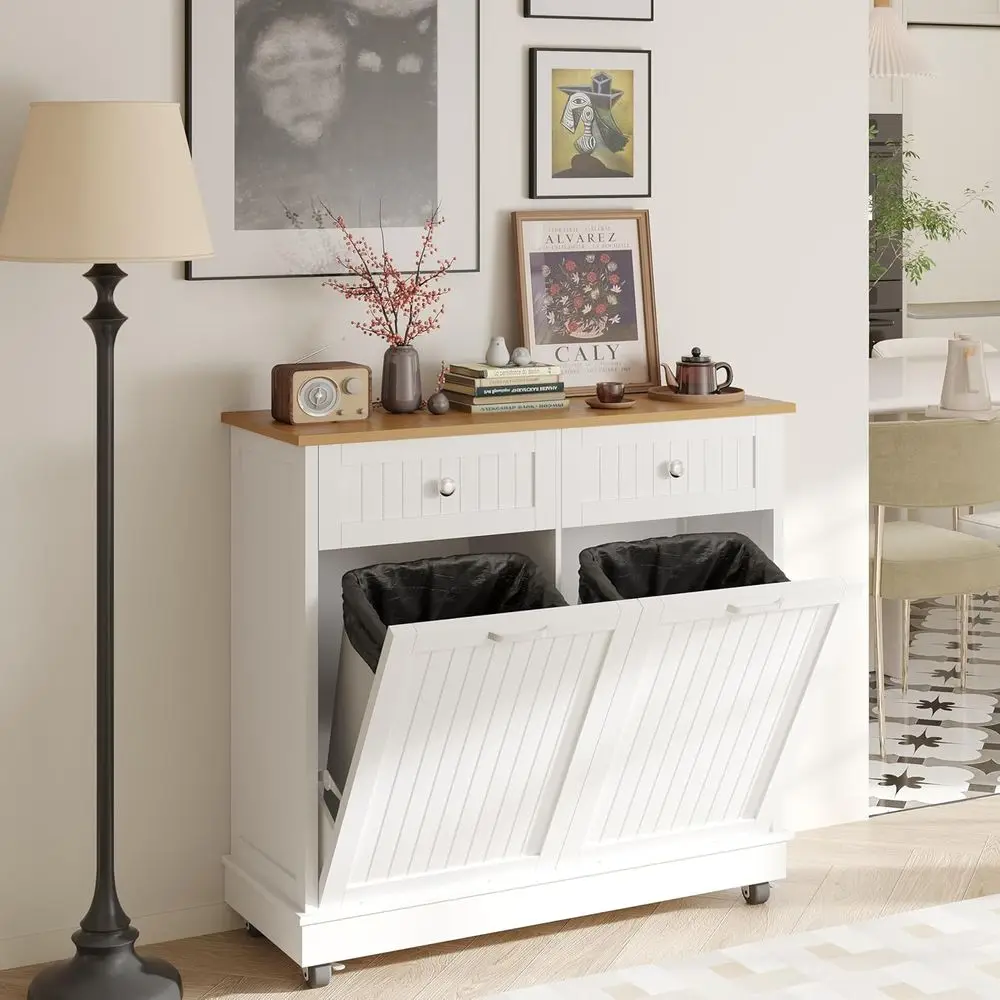 Out Trash Can Cabinet or 20 Gallons, Double Garbage Recycling Cabinet with Power Outlets, Trash Recycling Compost on Wheels, wit
Out Trash Can Cabinet or 20 Gallons, Double Garbage Recycling Cabinet with Power Outlets, Trash Recycling Compost on Wheels, wit