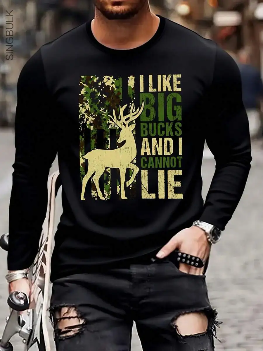 Mens Cotton Long Sleeve Tee With Elk Print And Camouflage Pattern Casual Crew Neck Top
Mens Cotton Long Sleeve Tee With Elk Print And Camouflage Pattern Casual Crew Neck Top