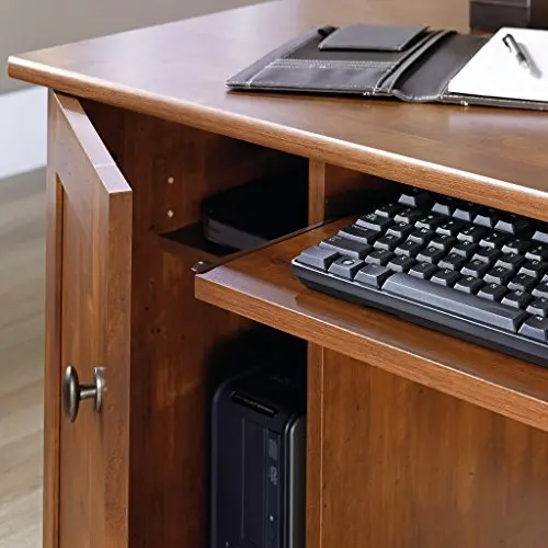 Maple-Finished Engineered Wood Desk With Cabinet, Keyboard Tray, And Internal PC Compartment
Maple-Finished Engineered Wood Desk With Cabinet, Keyboard Tray, And Internal PC Compartment