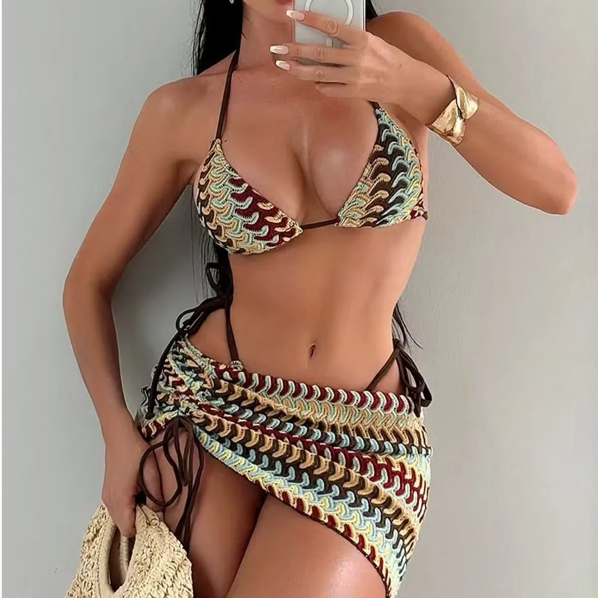 Sexy Three Piece Bikini Swimwear Women Swimsuit High Waist Thong Bikini Set Solid Bathing Suit Crochet Beachwear Push Up Bikini
Sexy Three Piece Bikini Swimwear Women Swimsuit High Waist Thong Bikini Set Solid Bathing Suit Crochet Beachwear Push Up Bikini