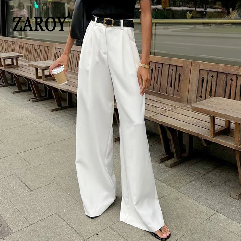 ZAROY White Women Wide Leg Pants Autumn High Waist Fashion Straight Leg Trousers Versatile Commuting Office Female Trousers
ZAROY White Women Wide Leg Pants Autumn High Waist Fashion Straight Leg Trousers Versatile Commuting Office Female Trousers