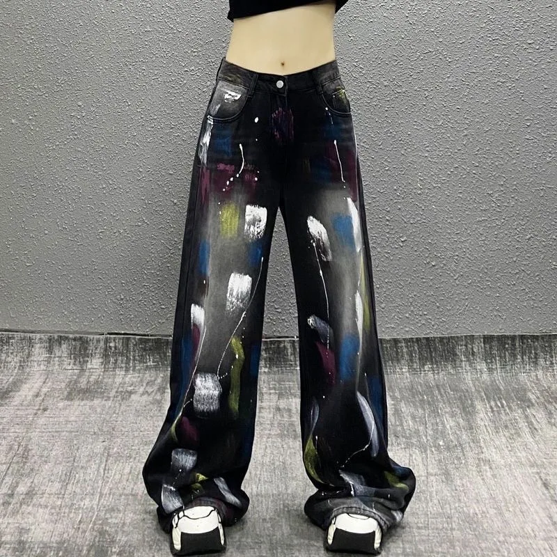 Personalized Painted Denim Wide Leg Pants Spring Streetwear Fashion Trousers High Waist Loose Fit Jeans 2025 New
Personalized Painted Denim Wide Leg Pants Spring Streetwear Fashion Trousers High Waist Loose Fit Jeans 2025 New