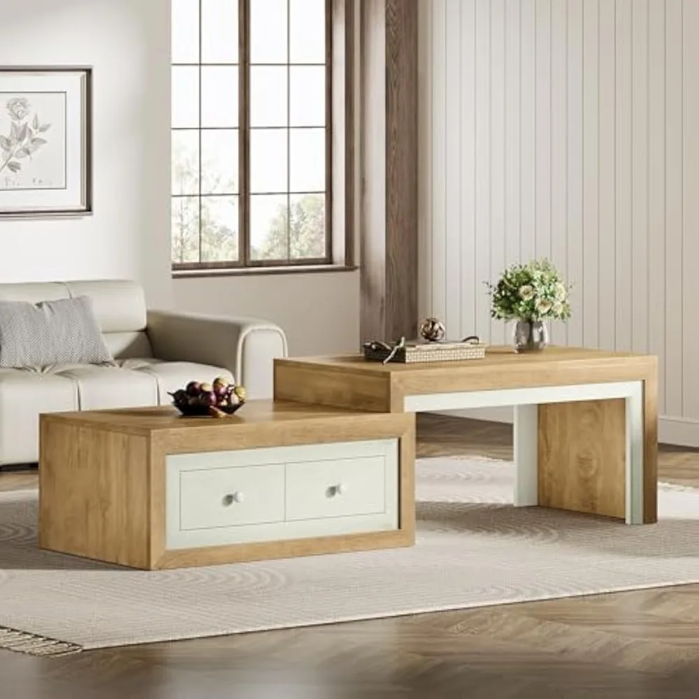 Extendable Coffee Table with 2 Drawers, 40"-71" Length Coffee Table with Storage, Farmhouse Center Table Cocktail Tab
Extendable Coffee Table with 2 Drawers, 40"-71" Length Coffee Table with Storage, Farmhouse Center Table Cocktail Tab