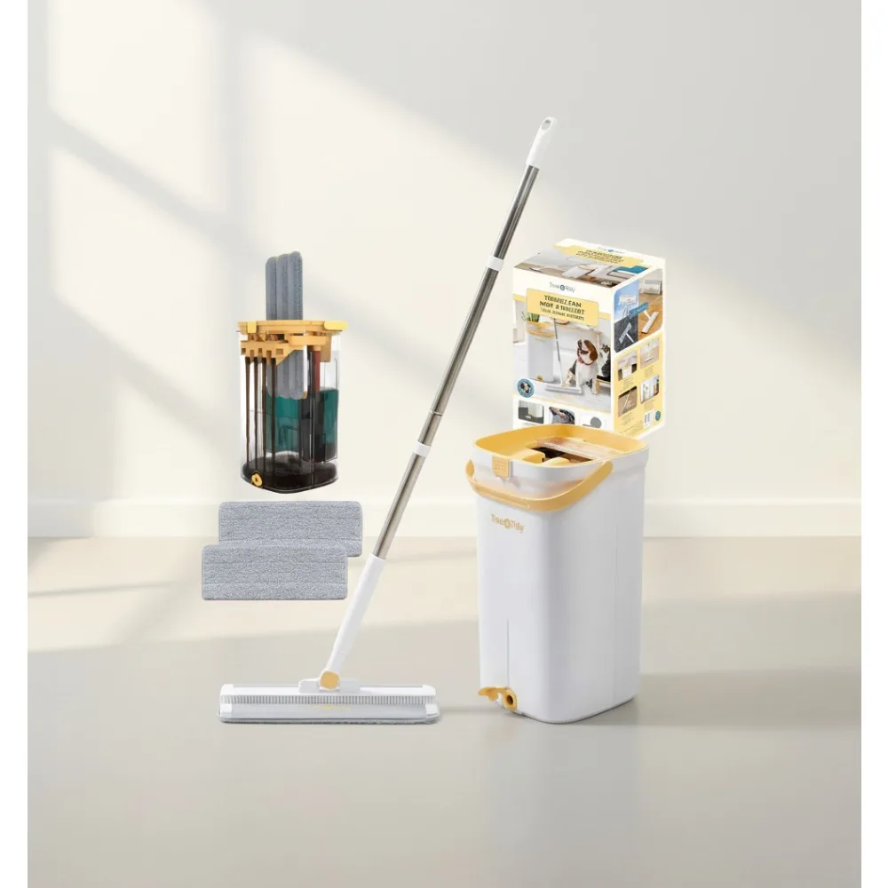 Spin Mop Bucket System 3 Compartments Self-Wringing Aluminum Head Washable Pads for Home Cleaning
Spin Mop Bucket System 3 Compartments Self-Wringing Aluminum Head Washable Pads for Home Cleaning