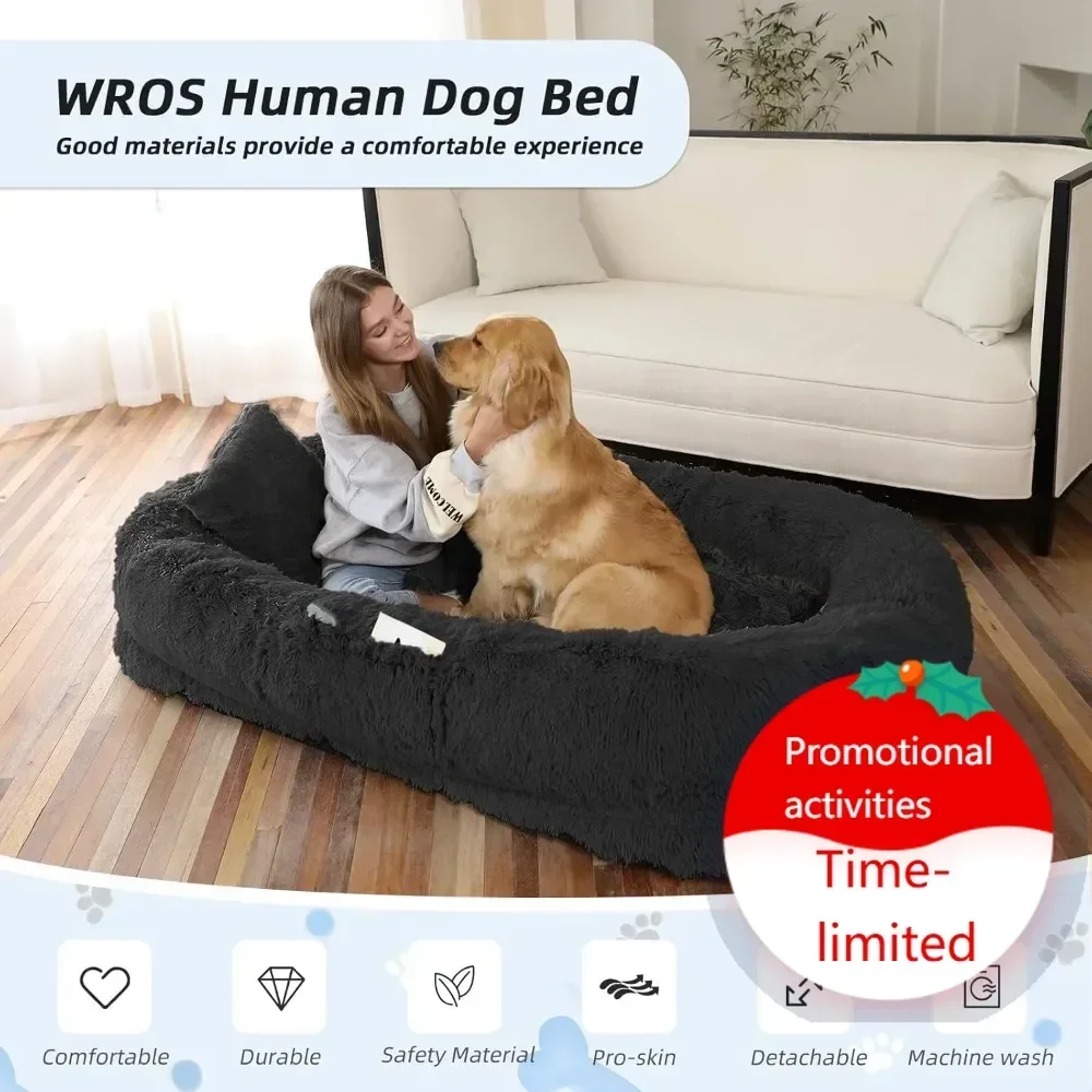 Hot sales71''x45''x12'' Human Dog Bed for People & Pets, Washable Faux Fur Orthopedic Pet Bed with Pillow, Blanket & Strap - Bla
Hot sales71''x45''x12'' Human Dog Bed for People & Pets, Washable Faux Fur Orthopedic Pet Bed with Pillow, Blanket & Strap - Bla