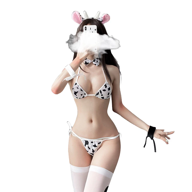 Sexy Cow Bikini Set Women Erotic Lingerie Cartoon Cosplay Costume Maid Swimsuit Cute Milk Cow Printing Bra Panty Stocking
Sexy Cow Bikini Set Women Erotic Lingerie Cartoon Cosplay Costume Maid Swimsuit Cute Milk Cow Printing Bra Panty Stocking