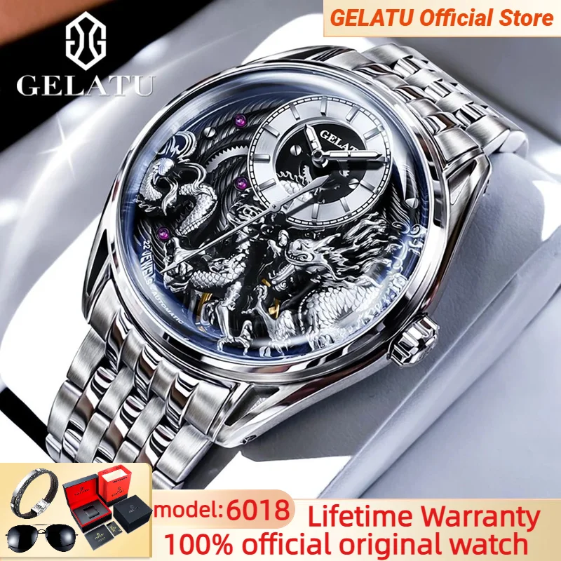 Dragon Watch GELATU Mechanical Men's Watches Waterproof Stainless steel Skeleton 44mm Big Dial Original Automatic Wristwatch NEW 
Dragon Watch GELATU Mechanical Men's Watches Waterproof Stainless steel Skeleton 44mm Big Dial Original Automatic Wristwatch NEW