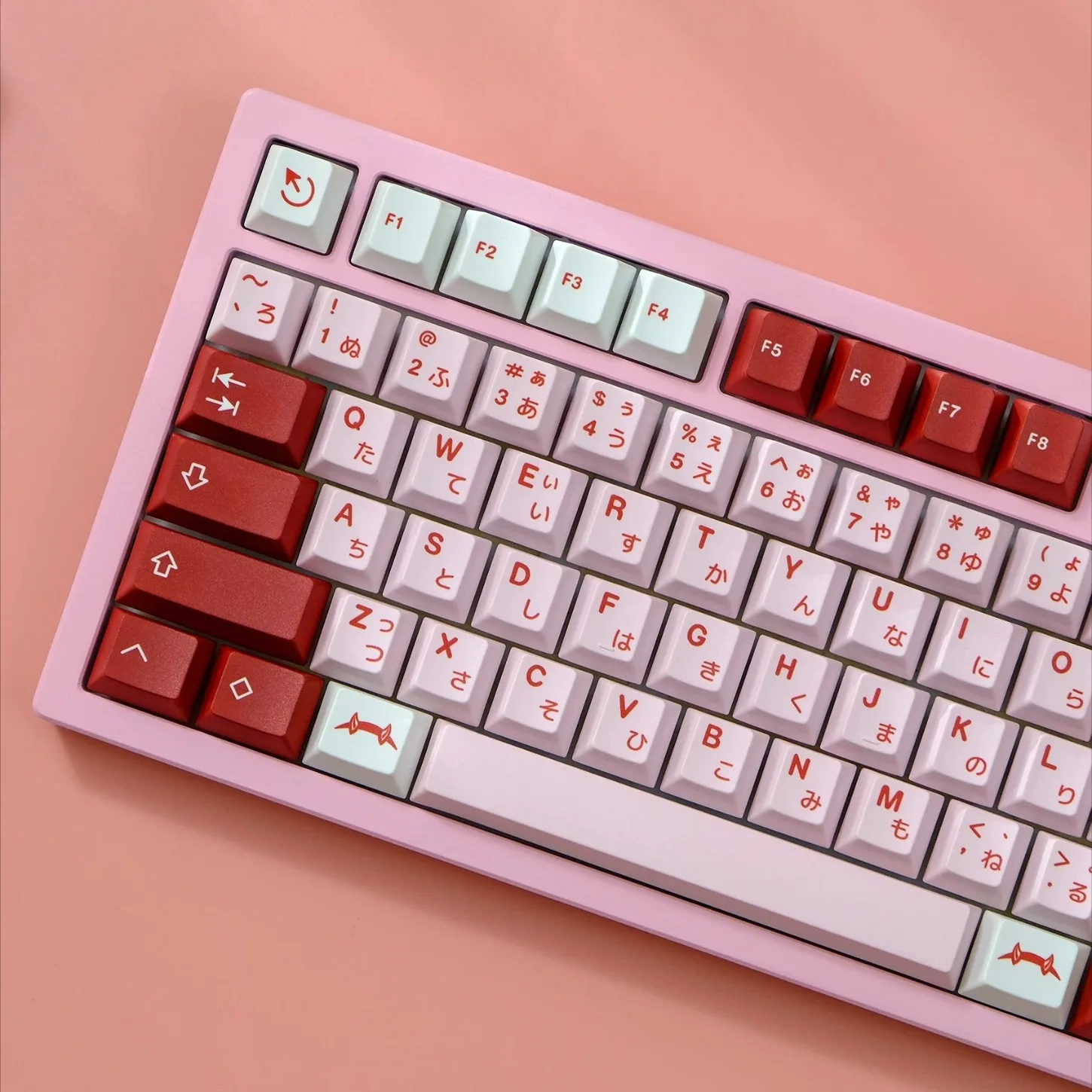 Pink Red PBT Keycaps 143 Keys Cherry Profile English Japanese Dual Legends for MX Switch Mechanical Keyboard
Pink Red PBT Keycaps 143 Keys Cherry Profile English Japanese Dual Legends for MX Switch Mechanical Keyboard