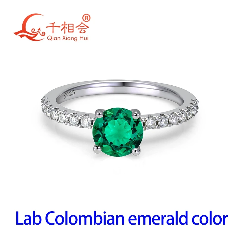 925 Sterling Silver 6.5mm Round Lab Grown Colombian /Muzo Emerald Gemstone Ring, Moissanite Half Eternity Band Ring jewelry
925 Sterling Silver 6.5mm Round Lab Grown Colombian /Muzo Emerald Gemstone Ring, Moissanite Half Eternity Band Ring jewelry