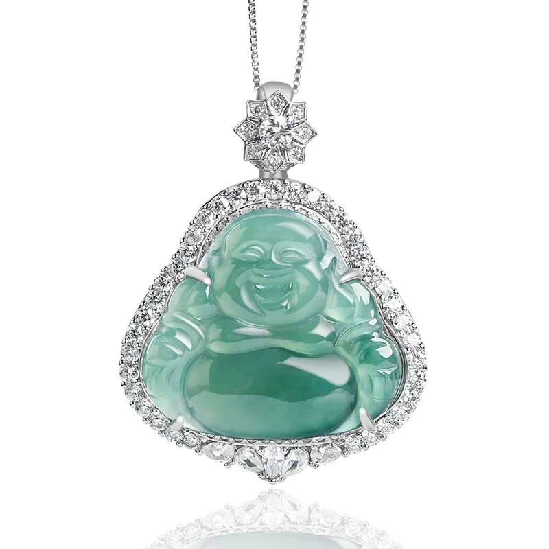 Natural a cargo blue water Buddha s925 silver inlayStone Jade women's necklace fashion pendant
Natural a cargo blue water Buddha s925 silver inlayStone Jade women's necklace fashion pendant