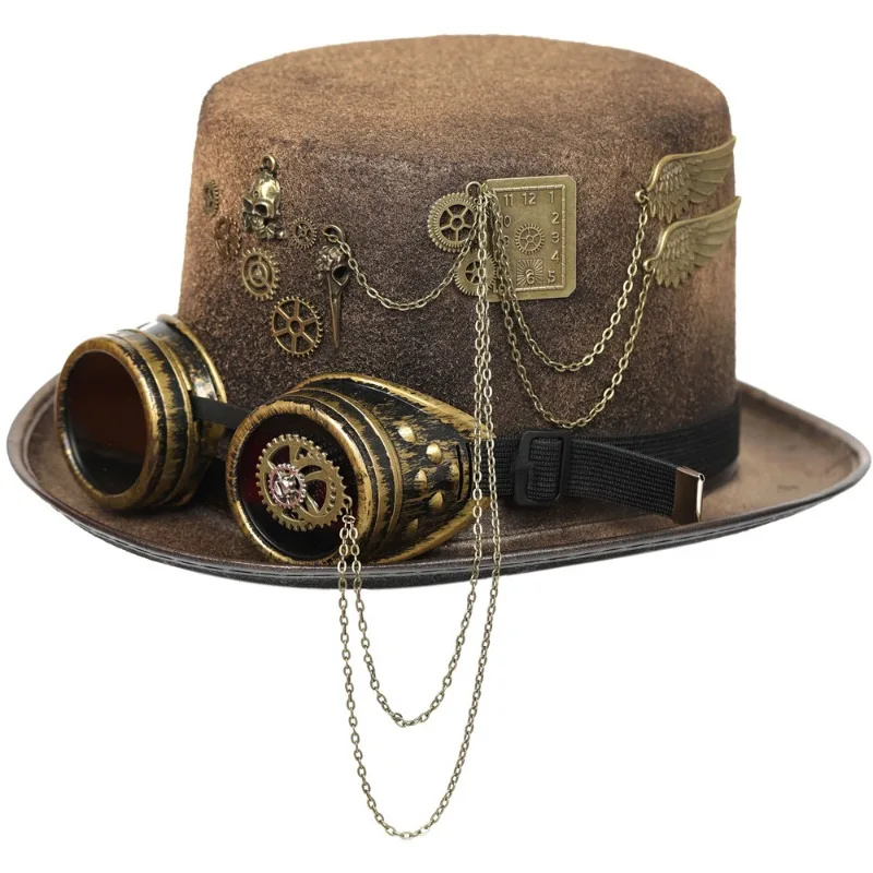 Festivals Play Accessories Steampunk Gothic Hat Vintage Metallic Color Skull Chain Gear Cap Goggles
Festivals Play Accessories Steampunk Gothic Hat Vintage Metallic Color Skull Chain Gear Cap Goggles