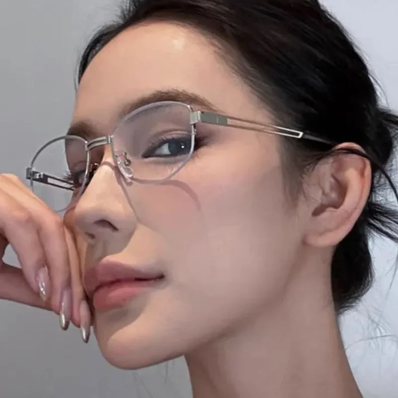 Ultra-light Fashion Women Half Frame Glasses Retro Metal Anti Blue Light Lens Retouch Face Alloy Eyeglasses Frame
Ultra-light Fashion Women Half Frame Glasses Retro Metal Anti Blue Light Lens Retouch Face Alloy Eyeglasses Frame