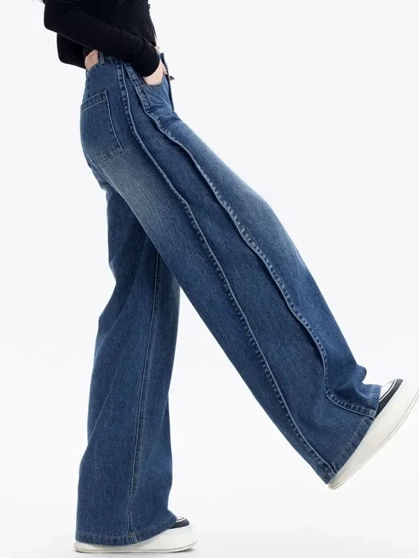 Retro American Wa High Waist Wide Leg Denim Jeans Women's Fce Lined Straight Floor Length Casual Pants
Retro American Wa High Waist Wide Leg Denim Jeans Women's Fce Lined Straight Floor Length Casual Pants