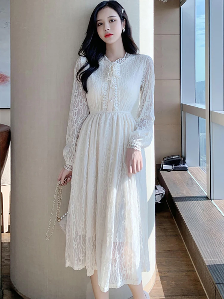 Women Fashion Jacquard Chic Lace Bow Collar Midi Dress Autumn Long Sleeve Bodycon Casual Dress 2025 Korean Elegant Evening Dress
Women Fashion Jacquard Chic Lace Bow Collar Midi Dress Autumn Long Sleeve Bodycon Casual Dress 2025 Korean Elegant Evening Dress