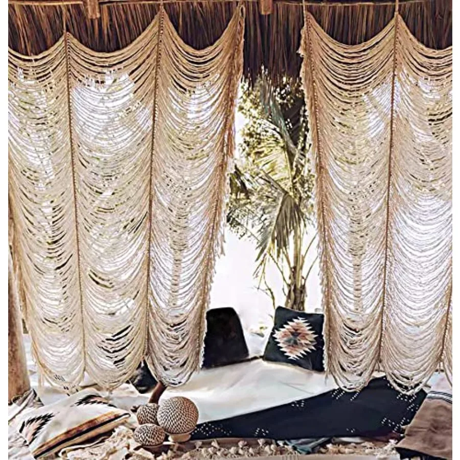 Macrame Curtain Boho Curtain Doorway Window Wall Decor Fiber Yarn Art Craftsmanship Bedroom Headboard Décor59" W x 75" H 1 Pane
Macrame Curtain Boho Curtain Doorway Window Wall Decor Fiber Yarn Art Craftsmanship Bedroom Headboard Décor59" W x 75" H 1 Pane