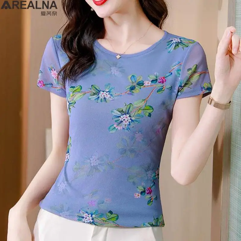 Sexy Mesh Tops Blouse Women o-neck short Sleeve Tops Elasticity floral Shirt Silm Blusa mujer moda 2023 Casual Shirts blouses
Sexy Mesh Tops Blouse Women o-neck short Sleeve Tops Elasticity floral Shirt Silm Blusa mujer moda 2023 Casual Shirts blouses