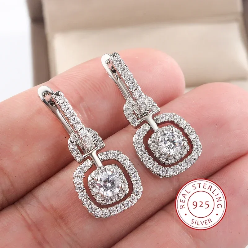 New Fashion Luxury Silver Square Drop Earrings Wedding Bridal Accessories Shining Zircon Elegant Women 925 Silver Jewelry
New Fashion Luxury Silver Square Drop Earrings Wedding Bridal Accessories Shining Zircon Elegant Women 925 Silver Jewelry