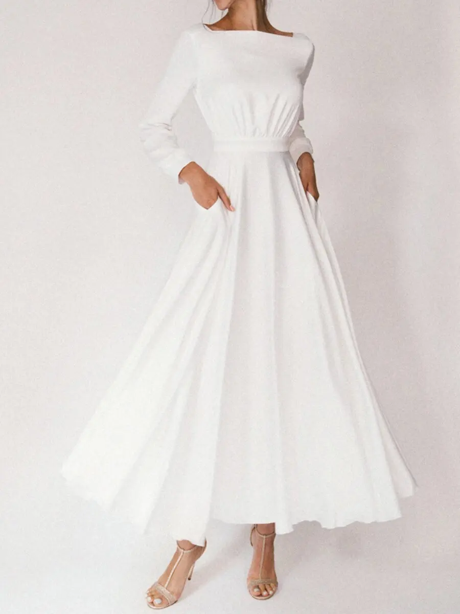 New arrival fashion sexy V-neck lace up elegant ruched evening dress long sleeved temperament wedding gown women clothing
New arrival fashion sexy V-neck lace up elegant ruched evening dress long sleeved temperament wedding gown women clothing