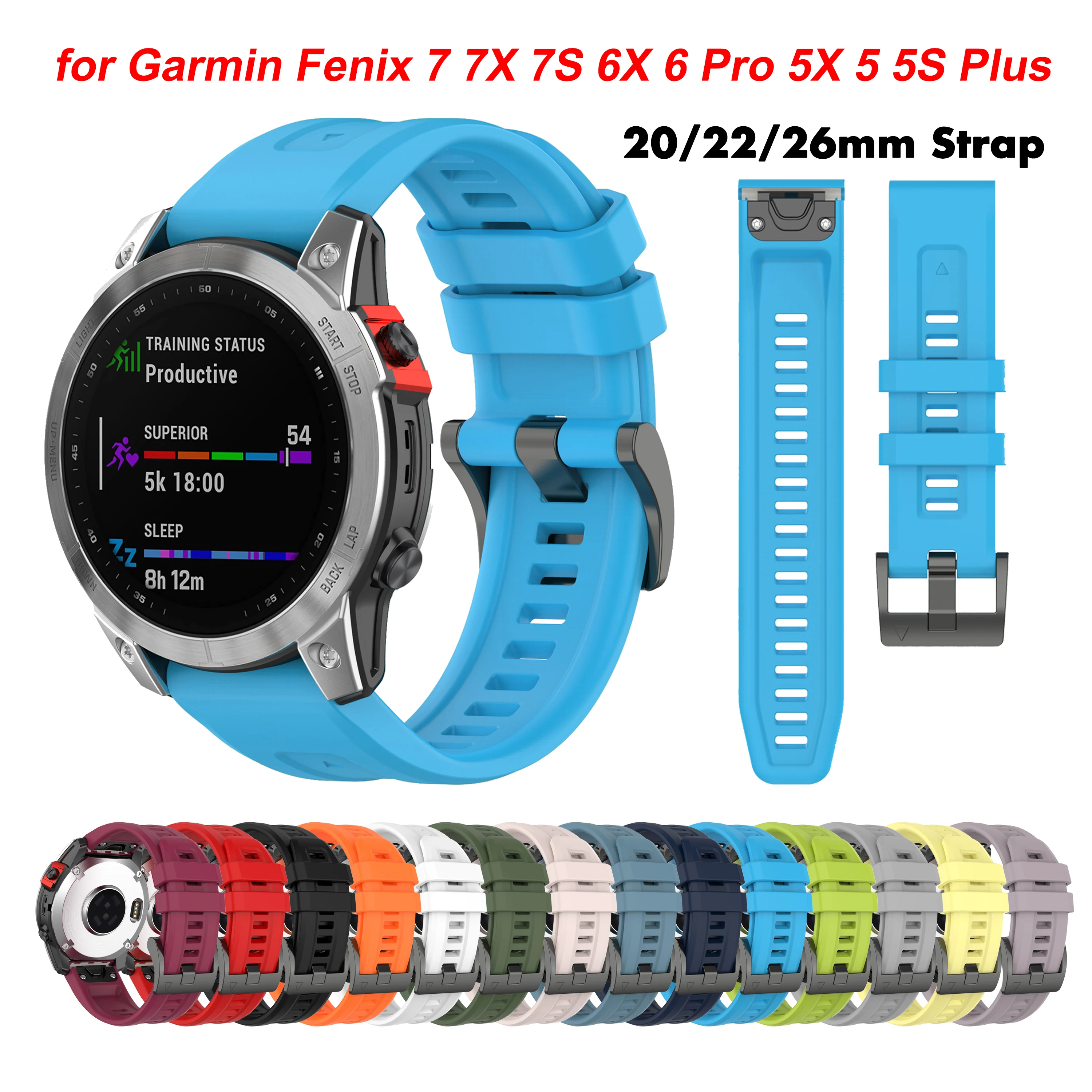 New 26 20 22mm QuickFit Bracelet for Garmin Fenix 7 7X 7S Watch Soft Silicone strap for Fenix 6 Pro 6X 6S 5X 5 5S 935 945 correa
New 26 20 22mm QuickFit Bracelet for Garmin Fenix 7 7X 7S Watch Soft Silicone strap for Fenix 6 Pro 6X 6S 5X 5 5S 935 945 correa