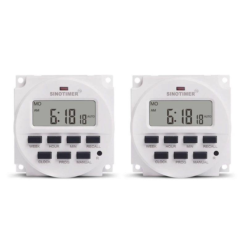 2X SINOTIMER 15.98 Inch LCD Digital Timer 12V DC 7 Days Programmable Time Switch TM618N-4
2X SINOTIMER 15.98 Inch LCD Digital Timer 12V DC 7 Days Programmable Time Switch TM618N-4