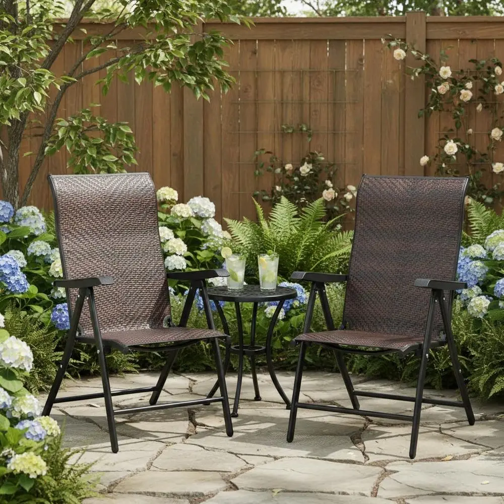 2 Piece Patio Rattan Folding Reclining Chair, Outdoor Wicker Portable Camping Chair with Widened Armrest, Foldable Chair with A
2 Piece Patio Rattan Folding Reclining Chair, Outdoor Wicker Portable Camping Chair with Widened Armrest, Foldable Chair with A