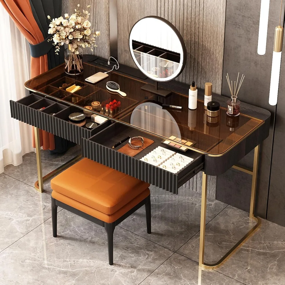 Makeup Vanities, smart Socket LED Makeup Mirror, Dresser Stool Set,Dresser,Computer Desk,partitioned Storage, Makeup Vanitie
Makeup Vanities, smart Socket LED Makeup Mirror, Dresser Stool Set,Dresser,Computer Desk,partitioned Storage, Makeup Vanitie