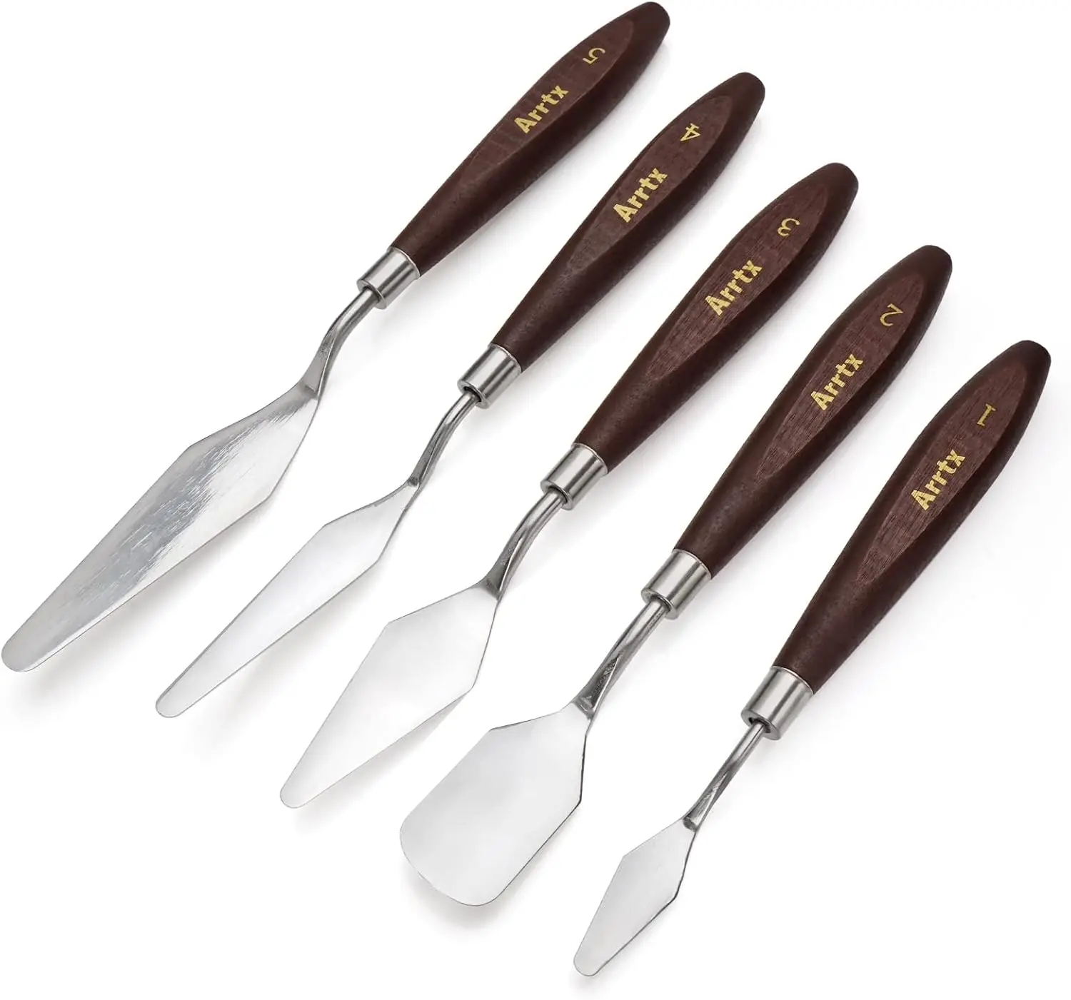 5 Pieces Stainless Steel Palette Knives Set for Oil Acrylic Painting with Wood Handle
5 Pieces Stainless Steel Palette Knives Set for Oil Acrylic Painting with Wood Handle