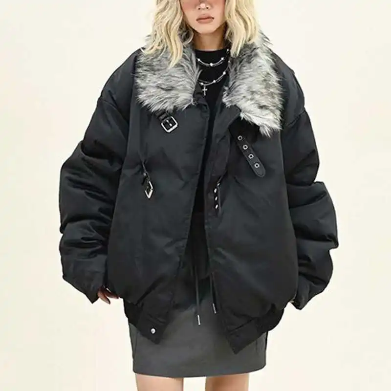 Women's Black Patchwork Fur Collar Casual Jacket Autumn Y2k Vintage Female Neutral Style Long Sleeved Loose Jacket
Women's Black Patchwork Fur Collar Casual Jacket Autumn Y2k Vintage Female Neutral Style Long Sleeved Loose Jacket