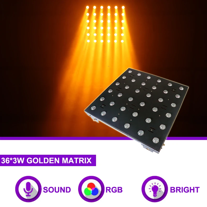 Sunart 36*3W Golden RGB Matrix Stage Effect Lighting For DJ Disco Party Events Shows Concerts Club Bar Wedding DMX Fixtures
Sunart 36*3W Golden RGB Matrix Stage Effect Lighting For DJ Disco Party Events Shows Concerts Club Bar Wedding DMX Fixtures