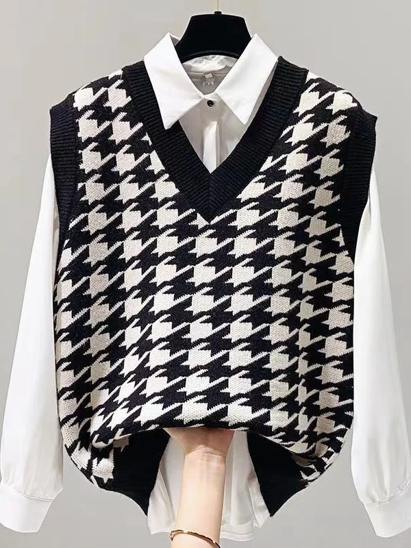 Warm Knitted Vest Women's Fashion Commute Style Plaid Design Casual Outerwear V-Neck Loose Fit Girls And Middle-Aged Ladies C...
Warm Knitted Vest Women's Fashion Commute Style Plaid Design Casual Outerwear V-Neck Loose Fit Girls And Middle-Aged Ladies C...
