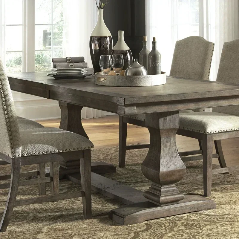 Old American solid wood dining table and chair cafe retro strip table villa tea table workbench
Old American solid wood dining table and chair cafe retro strip table villa tea table workbench