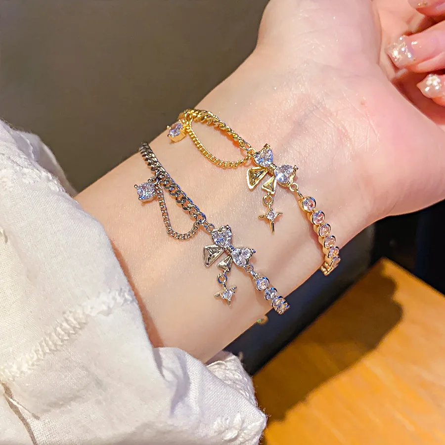 Korean-Style Asymmetric Bowknot Starburst Sliding Bracelet - Ins Versatile, Niche High-End Elegant Jewelry for Women
Korean-Style Asymmetric Bowknot Starburst Sliding Bracelet - Ins Versatile, Niche High-End Elegant Jewelry for Women