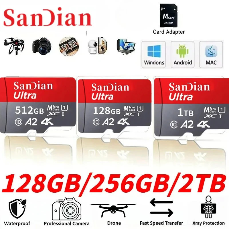 New Original High Speed Memory Card 128GB 256GB Class 10 Micro TF SD Card 1TB SD Memory Card For Camera Phones tablets
New Original High Speed Memory Card 128GB 256GB Class 10 Micro TF SD Card 1TB SD Memory Card For Camera Phones tablets