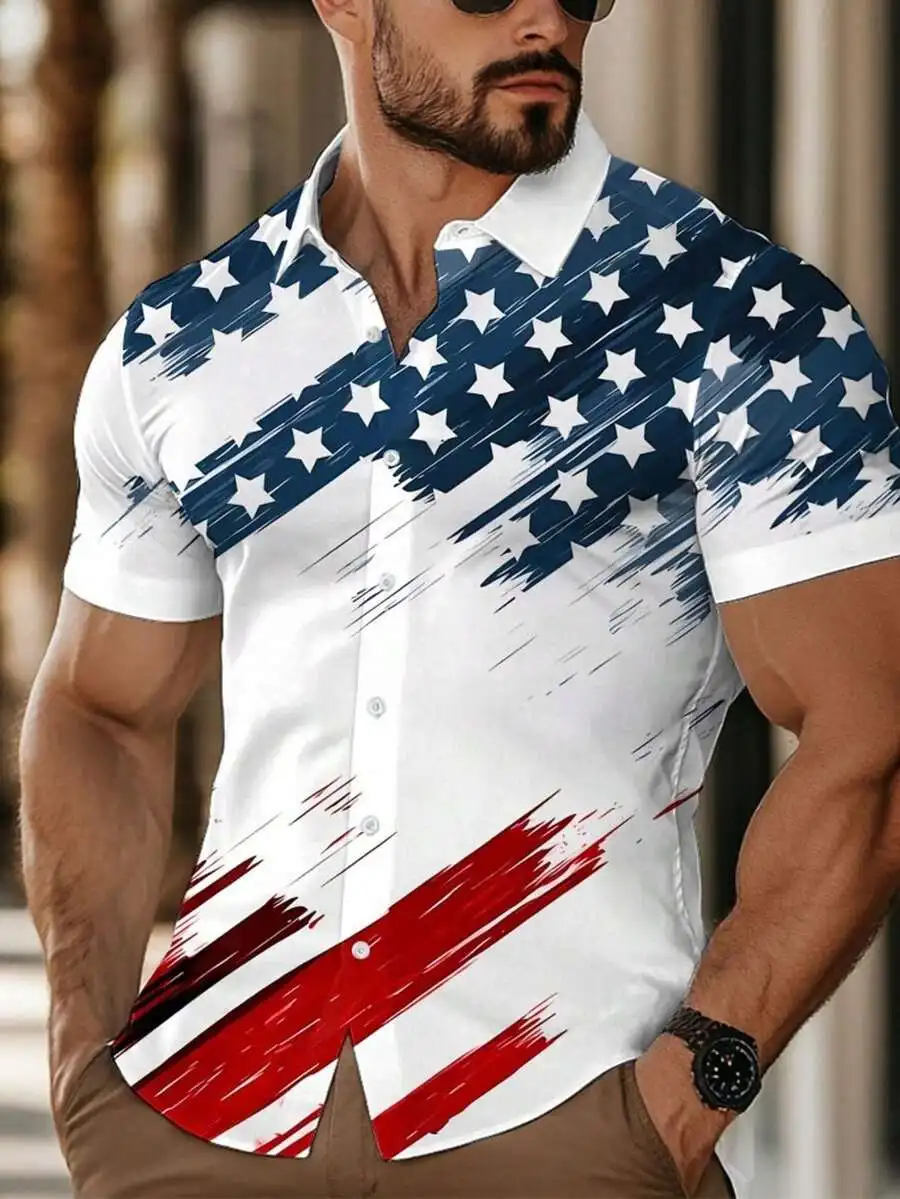 Mens American Flag Patriotic Short Sleeve Button Up Casual Shirt Summer Spring
Mens American Flag Patriotic Short Sleeve Button Up Casual Shirt Summer Spring