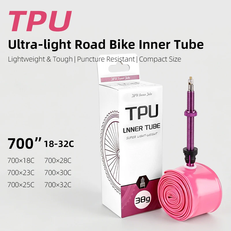 ESLNF 1Pcs/2Pcs 38g Bike TPU Inner Tube 700X18C Road Bicycle TPU Material Tire 45mm 65mm 85mm Length French Valve bike accessory
ESLNF 1Pcs/2Pcs 38g Bike TPU Inner Tube 700X18C Road Bicycle TPU Material Tire 45mm 65mm 85mm Length French Valve bike accessory