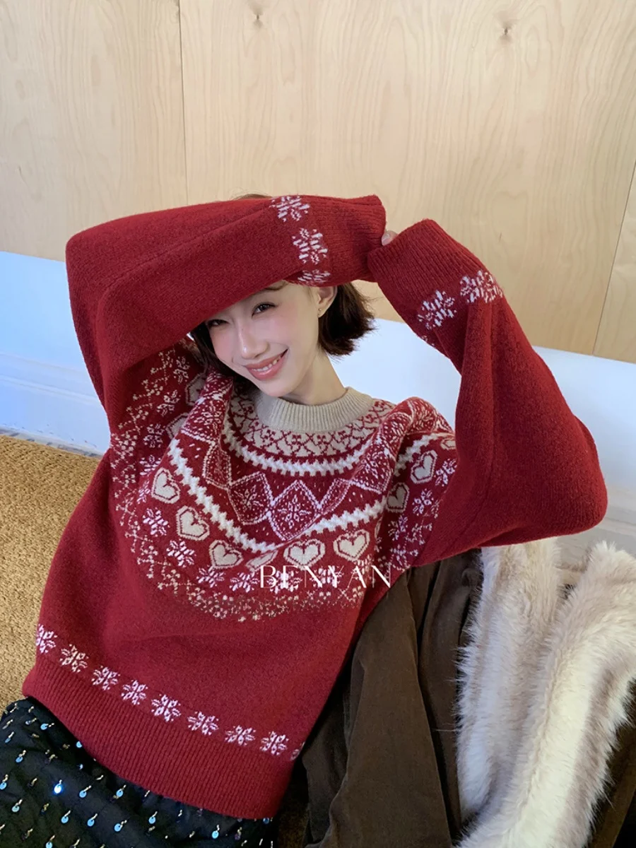 Cisas Красный женский свитер свободного покроя Шерстяной длинный све круглый Ne Теплый повседневный слэ Новогодняя мода Осень Зима Новый ...
Cisas Красный женский свитер свободного покроя Шерстяной длинный све круглый Ne Теплый повседневный слэ Новогодняя мода Осень Зима Новый ...