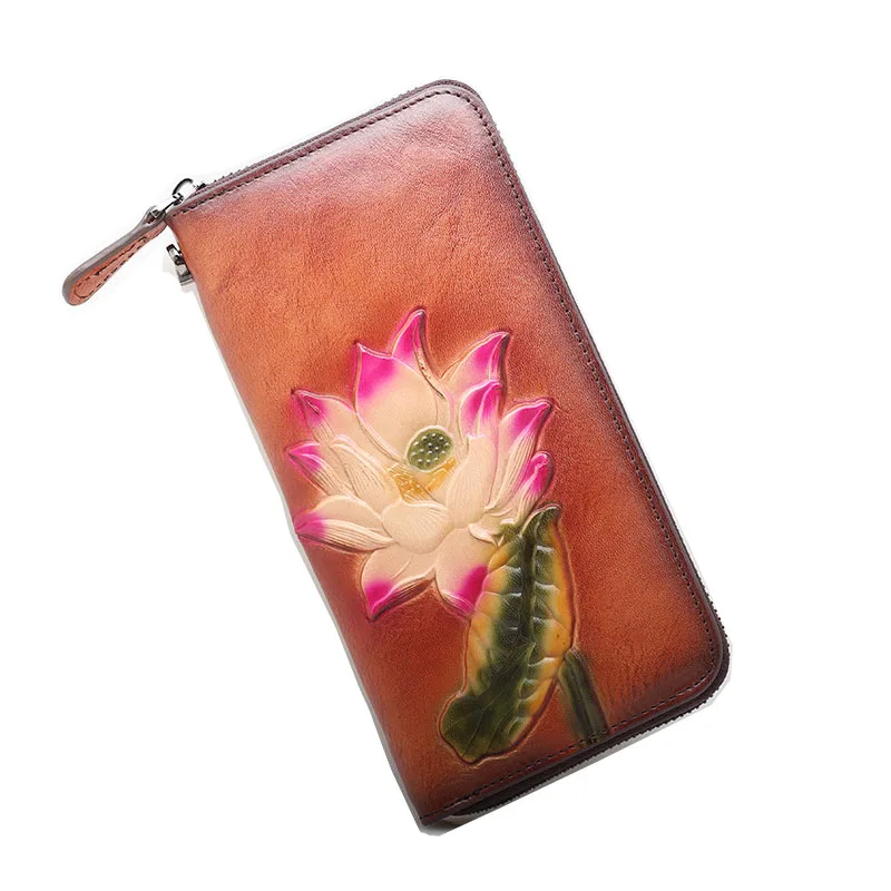 Floral Real Cow Leather Purse Long Vintage Genuine Leather Woman Wallet Large Cowhide Female Clutch Bag For Cards And Coins
Floral Real Cow Leather Purse Long Vintage Genuine Leather Woman Wallet Large Cowhide Female Clutch Bag For Cards And Coins