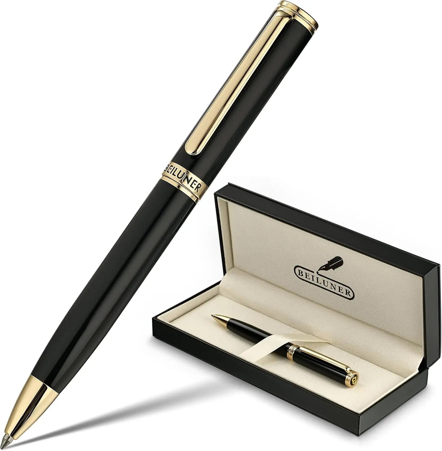 Luxury Gel Pen with 24K Gold Finish, Black Piano Lacquer, Executive Gift Set for Men & Women, Retractable Smooth Writing
Luxury Gel Pen with 24K Gold Finish, Black Piano Lacquer, Executive Gift Set for Men & Women, Retractable Smooth Writing
