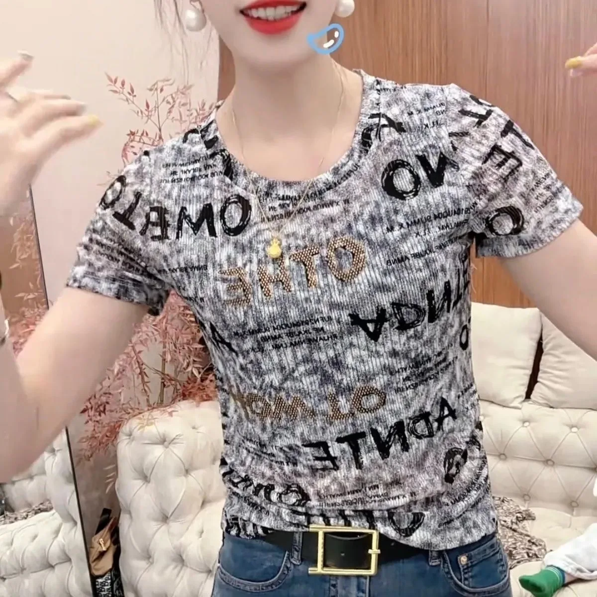Футболка с принтом, женские пуловеры, летняя одежда 2025, женские футболки, топ, женская футболка с коротким рукавом
Футболка с принтом, женские пуловеры, летняя одежда 2025, женские футболки, топ, женская футболка с коротким рукавом