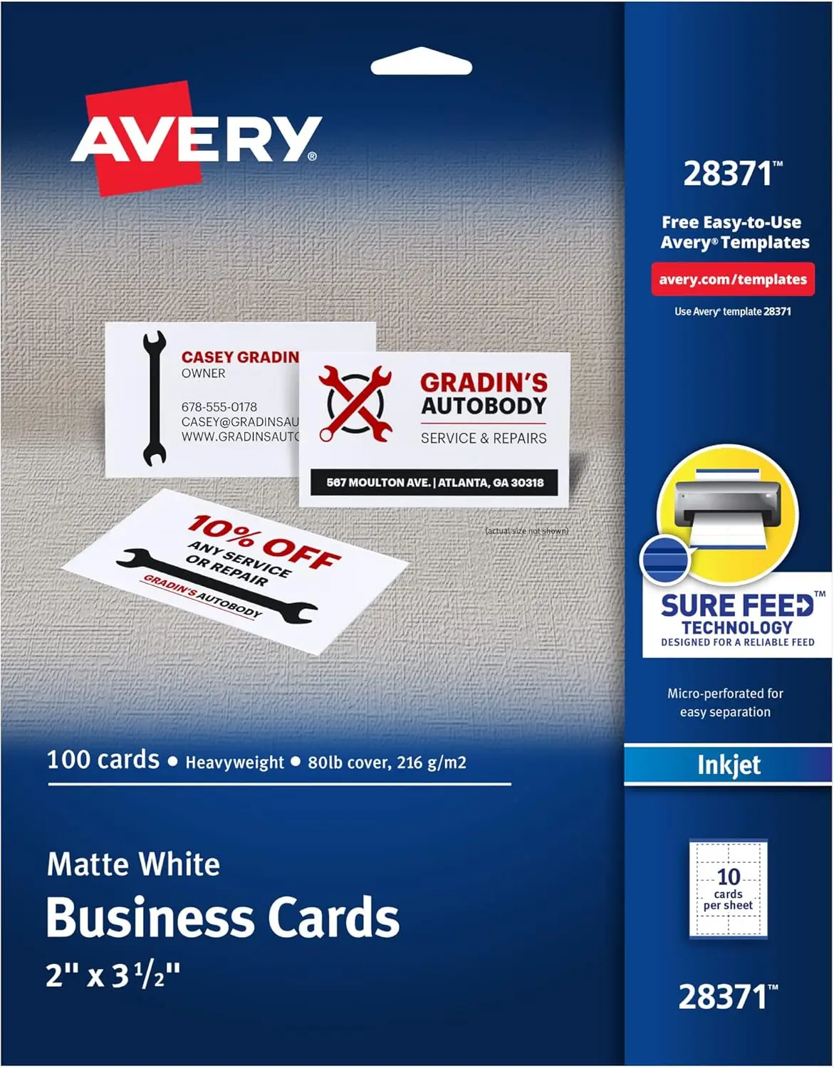 Blank Business Cards with Sure Feed Technology, 2x3.5 Inches, 100 White Cardstock for Inkjet Printer
Blank Business Cards with Sure Feed Technology, 2x3.5 Inches, 100 White Cardstock for Inkjet Printer