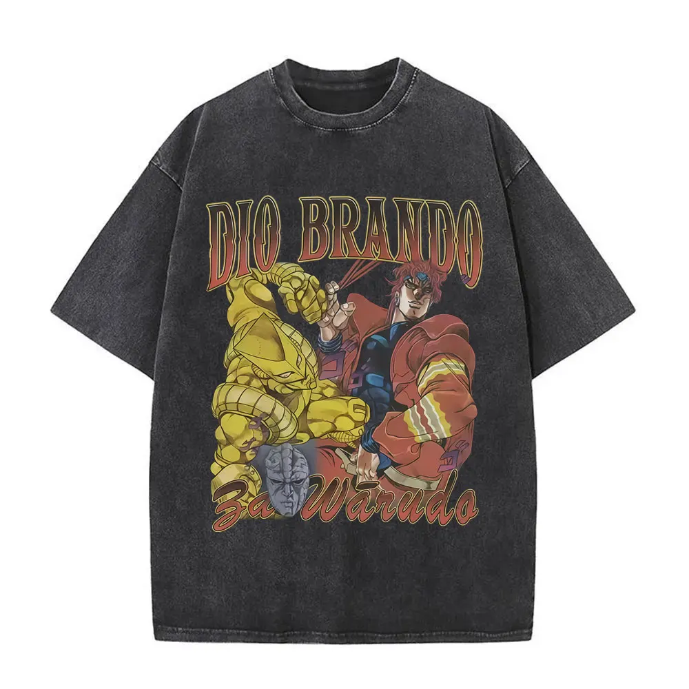 Washed Vintage Anime JoJo's Bizarre Adventure Dio Brando Graphic Print T-shirt Men Women Cartoon Casual Retro Oversized T Shirts
Washed Vintage Anime JoJo's Bizarre Adventure Dio Brando Graphic Print T-shirt Men Women Cartoon Casual Retro Oversized T Shirts