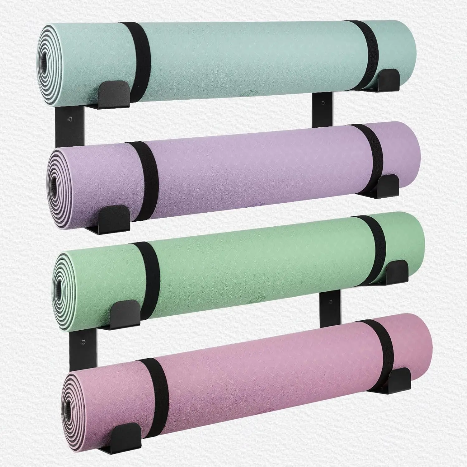 4-Tier Wall-Mounted Yoga Mat Holder, Heavy-Duty Steel Storage Rack for Foam Rollers & Resistance Bands
4-Tier Wall-Mounted Yoga Mat Holder, Heavy-Duty Steel Storage Rack for Foam Rollers & Resistance Bands