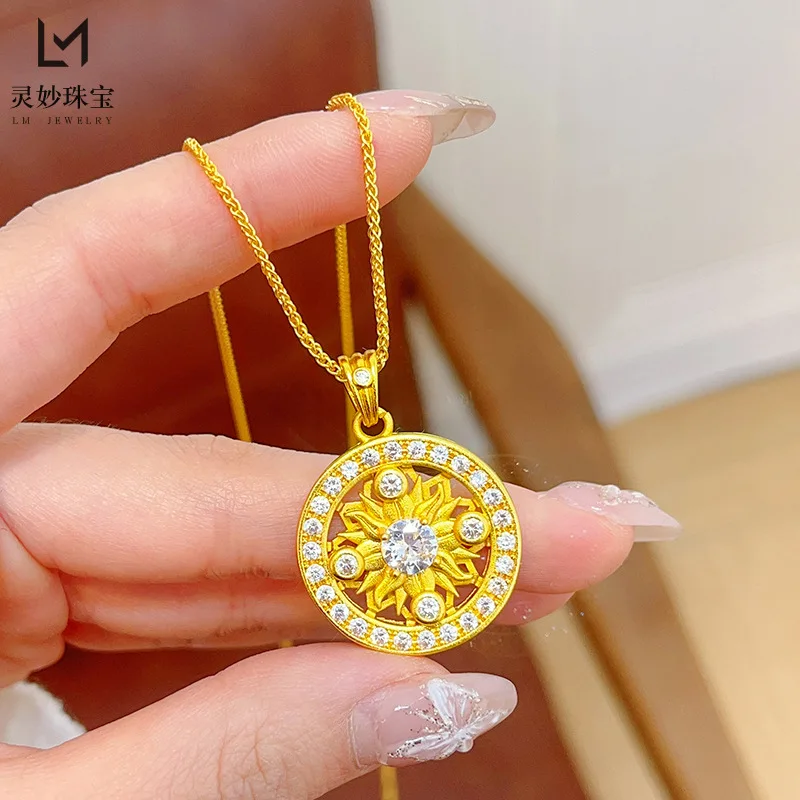 Gold Shop 9999 24K real gold full-diamond sun totem pendant necklace sun flower round plate pendant for girlfriend
Gold Shop 9999 24K real gold full-diamond sun totem pendant necklace sun flower round plate pendant for girlfriend