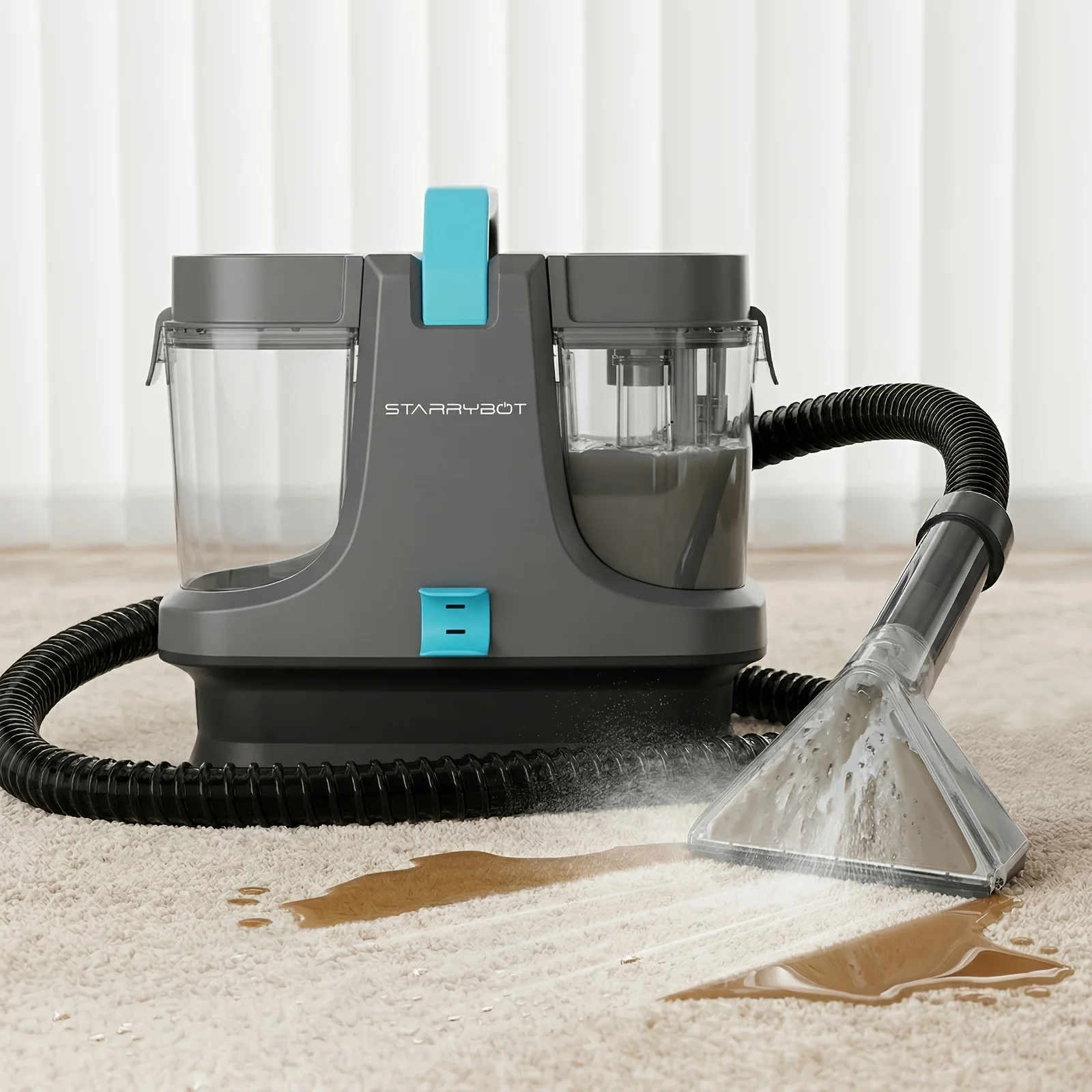 Starrybot 1500W Portable Carpet Cleaner With Steam & Heat, 35KPa Powerful Suction Spot Cleaner, Professional Upholstery Cleaning Machine For Pets, Couch, Stairs, Rugs & Furniture, Versatile Multi-Surface Tool Included
Starrybot 1500W Portable Carpet Cleaner With Steam & Heat, 35KPa Powerful Suction Spot Cleaner, Professional Upholstery Cleaning Machine For Pets, Couch, Stairs, Rugs & Furniture, Versatile Multi-Surface Tool Included