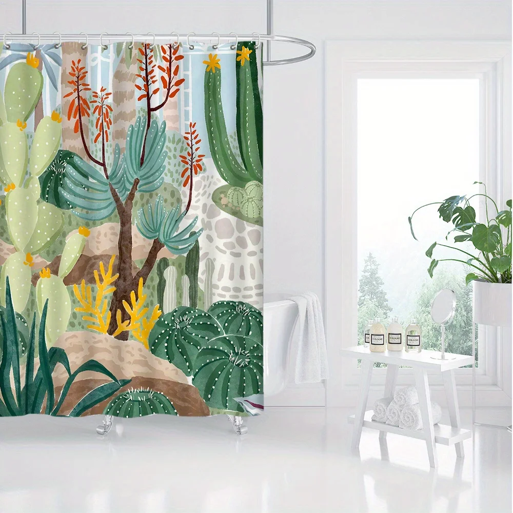 Vibrant Cactus & Desert Flora Shower Curtain - Waterproof Polyester, Machine Washable, Includes Hooks, Artistic Bath Decor
Vibrant Cactus & Desert Flora Shower Curtain - Waterproof Polyester, Machine Washable, Includes Hooks, Artistic Bath Decor
