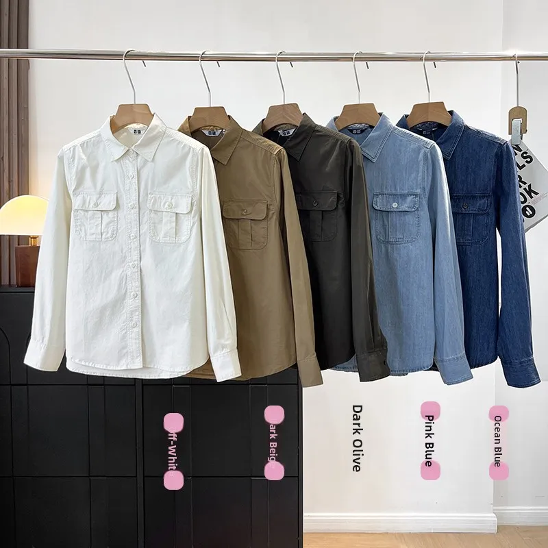 Pure Cotton Workwear Sle irt Vintage Collar Slimming Versatile Denim Top Women's Regular Fit Long Sve Ne irt
Pure Cotton Workwear Sle irt Vintage Collar Slimming Versatile Denim Top Women's Regular Fit Long Sve Ne irt