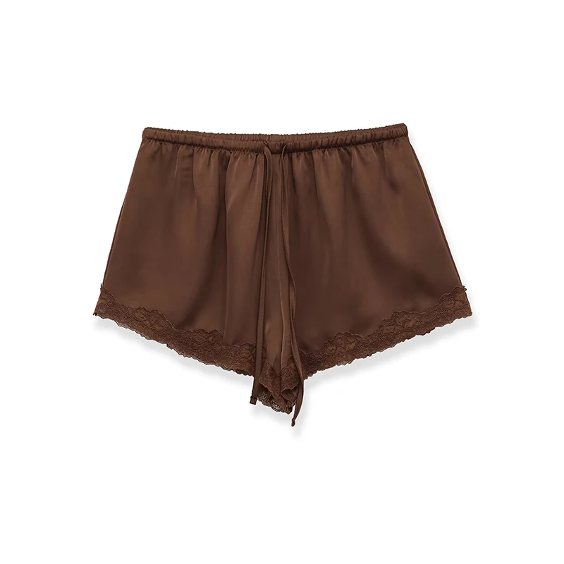 YENKYE New 2026 Women Lace Trim Satin Mini Shorts Elastic Waist With Drawstring Casual Summer Shorts
YENKYE New 2026 Women Lace Trim Satin Mini Shorts Elastic Waist With Drawstring Casual Summer Shorts