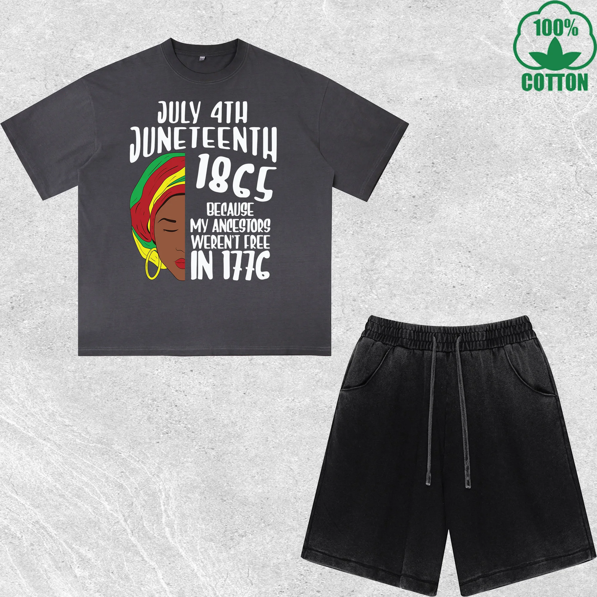 Juneteenth 1865 Printed Dirty Wash T-Shirt Shorts Set Multicolor Combo Loose Trendy Fashionable 100%Cotton Short Value Pack
Juneteenth 1865 Printed Dirty Wash T-Shirt Shorts Set Multicolor Combo Loose Trendy Fashionable 100%Cotton Short Value Pack