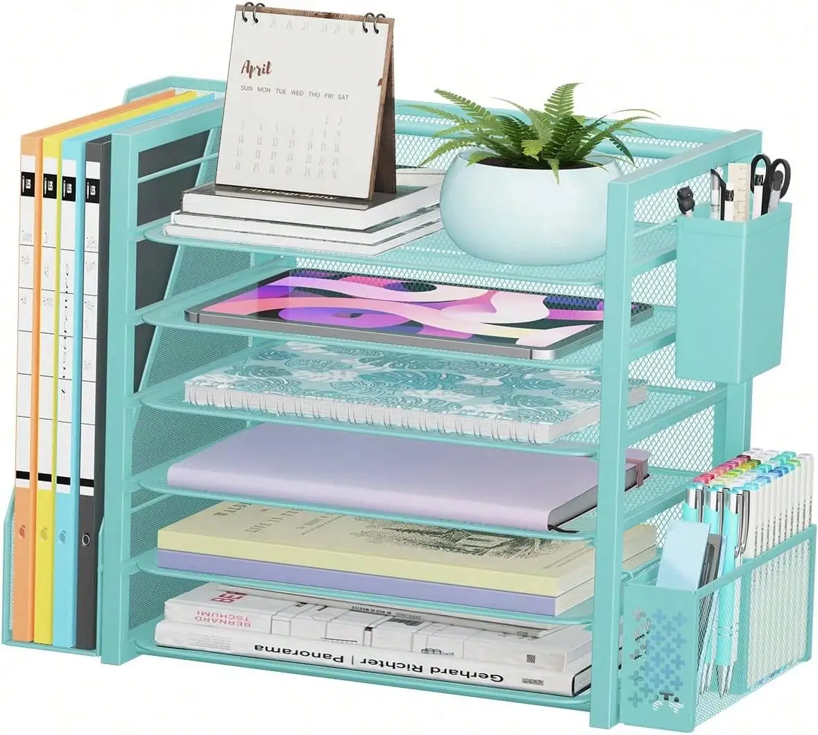 Simple Trending 6 Tier Desk File Organizer, Paper Letter Tray Organizer With File Holder And Pen Container, Blue
Simple Trending 6 Tier Desk File Organizer, Paper Letter Tray Organizer With File Holder And Pen Container, Blue